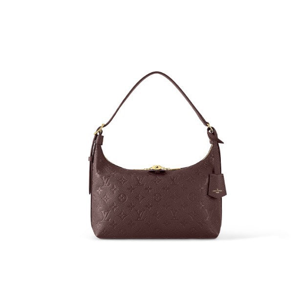 Louis Vuitton Burgundy Embossed Leather Hobo Shoulder Bag with Gold Hardware