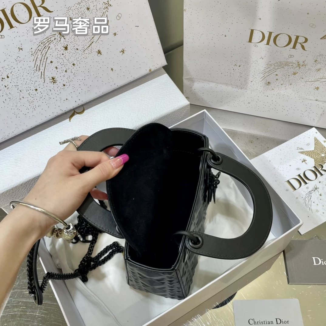 Dior Matte Beige Quilted Leather Mini Handbag with Top Handle and Chain