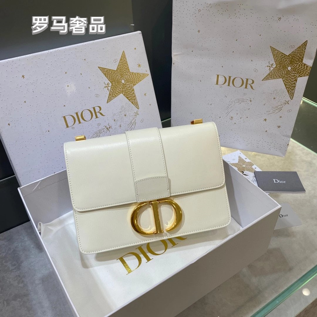 Dior Classic Black Leather Shoulder Bag with Gold Buckle Clasp