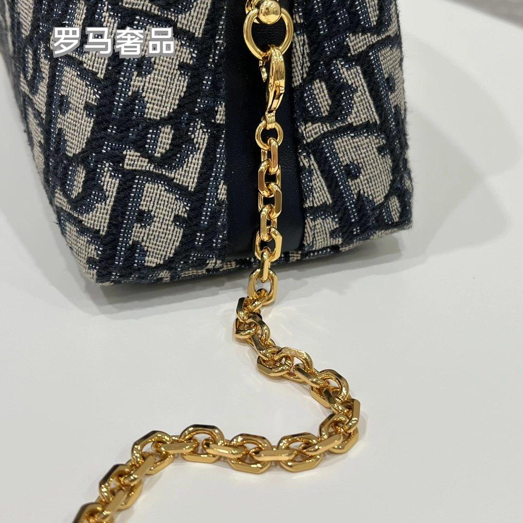 Dior Vintage Monogram Jacquard Top Handle Bag with Chain Strap