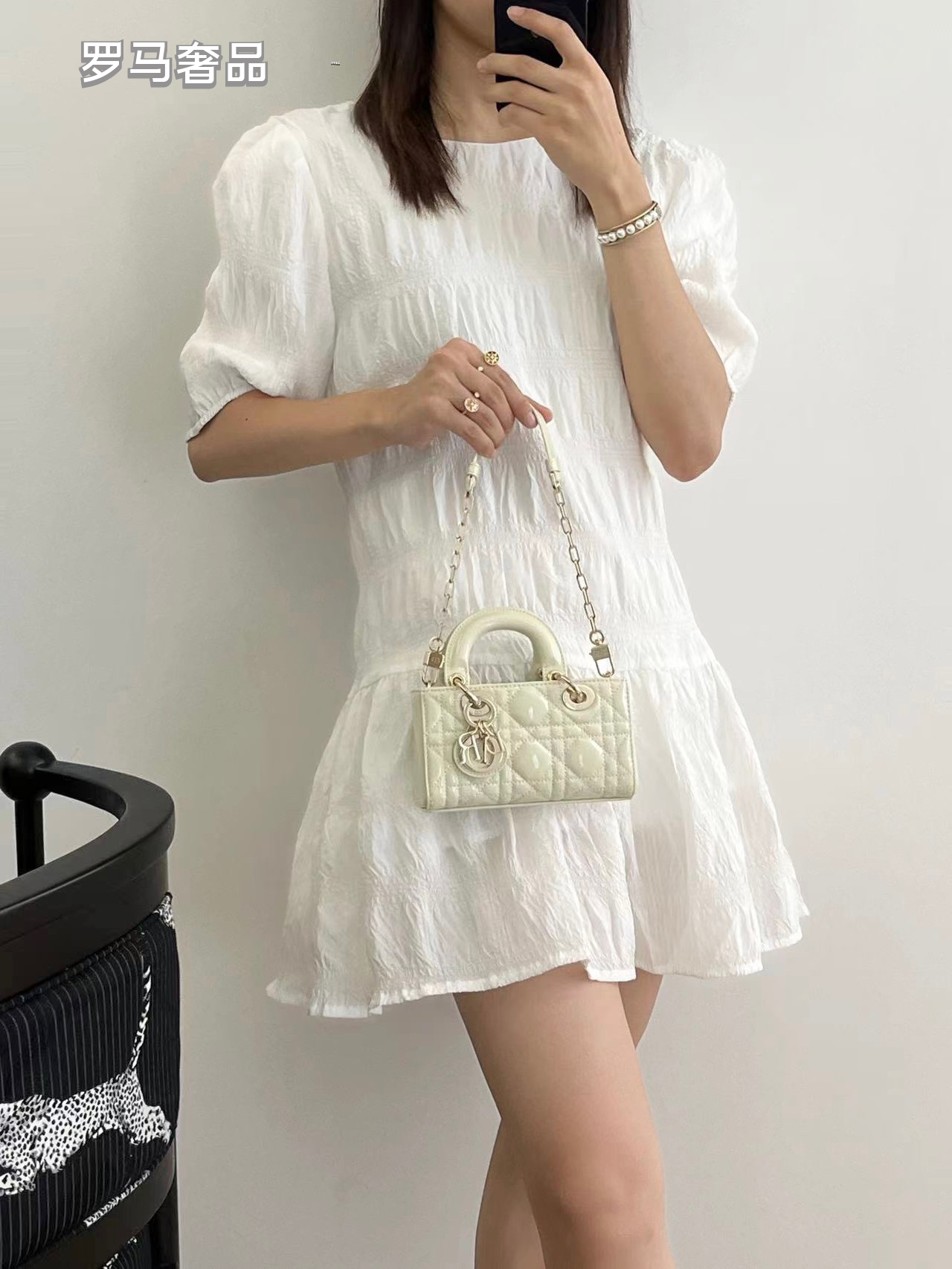 Lady Dior Joy Micro Bag - Cannage Lambskin & Patent Leather Handbags