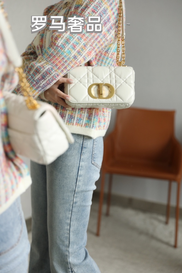 Christian Dior Caro Medium Bag Black Cannage Calfskin Gold Hardware
