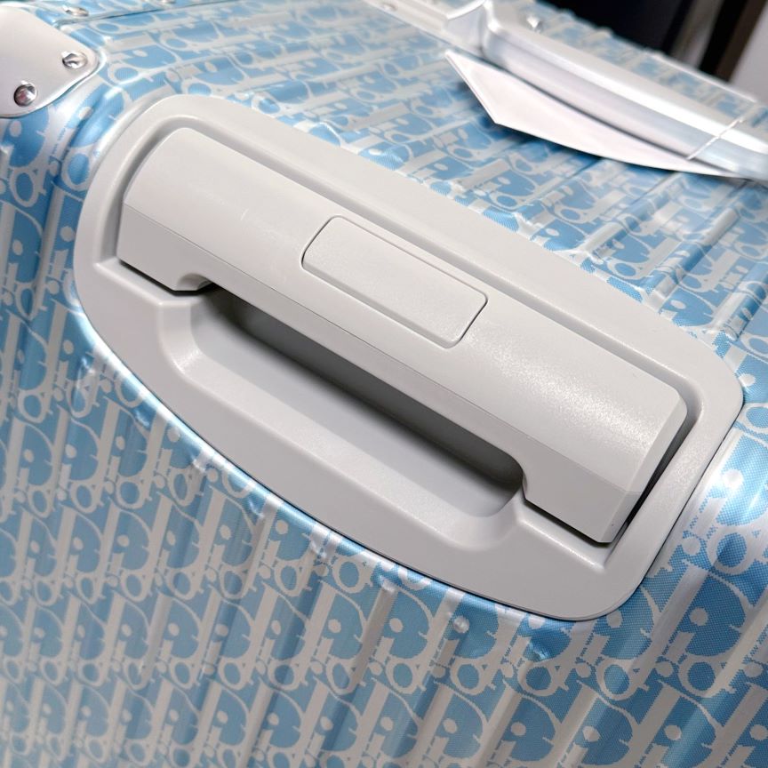 Light Blue Monogram Hardside Spinner Suitcase with Aluminum Trim