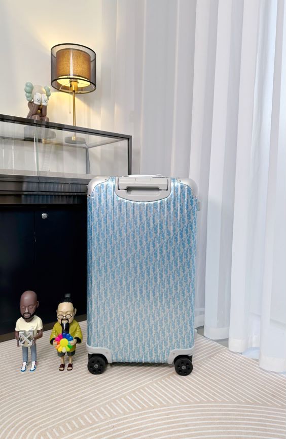 Light Blue Monogram Hardside Spinner Suitcase with Aluminum Trim