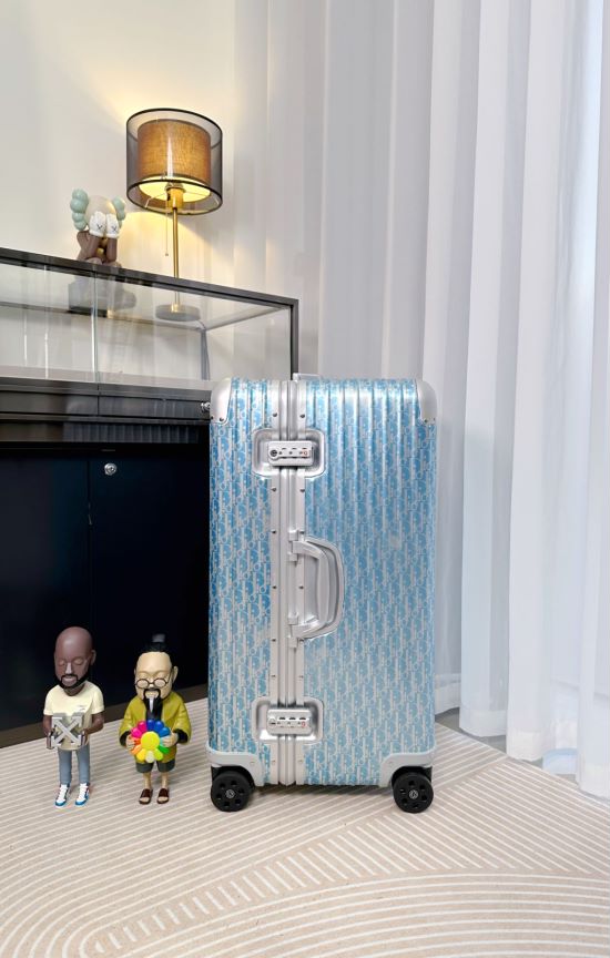 Light Blue Monogram Hardside Spinner Suitcase with Aluminum Trim