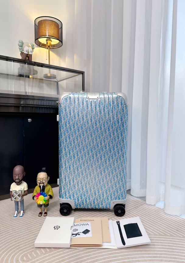 Light Blue Monogram Hardside Spinner Suitcase with Aluminum Trim