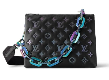 Louis Vuitton Black Quilted Leather Crossbody Bag with Iridescent Chain