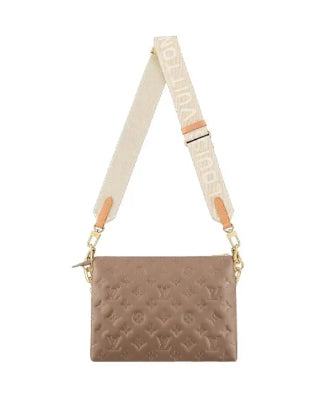 Louis Vuitton Beige Quilted Monogram Crossbody Bag with Wide Shoulder Strap