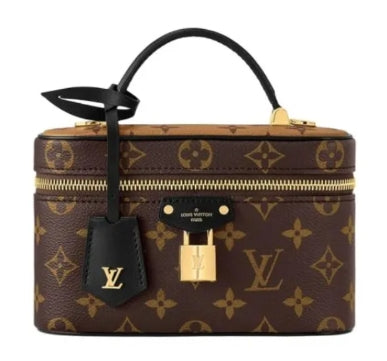 Louis Vuitton Vintage Monogram Canvas Vanity Case Handbag with Gold Padlock