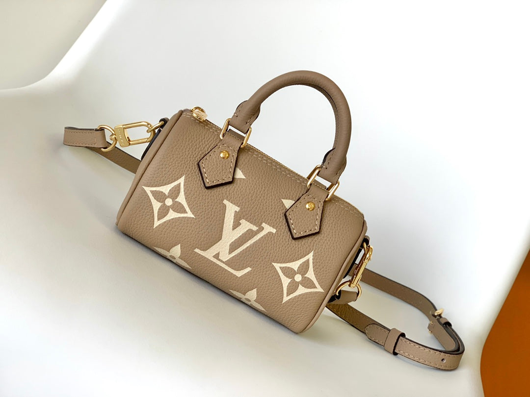 Louis Vuitton Beige Embossed Monogram Leather Mini Top Handle Crossbody Bag