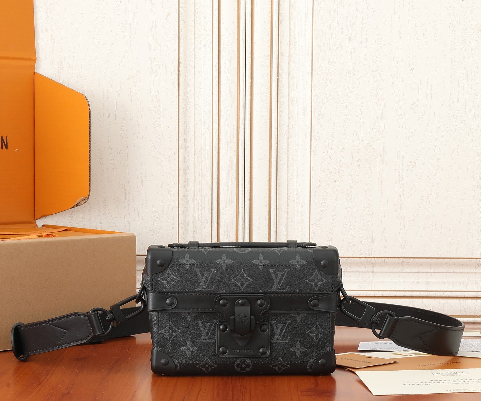 Louis Vuitton Black Monogram Trunk Crossbody Bag with Top Handle