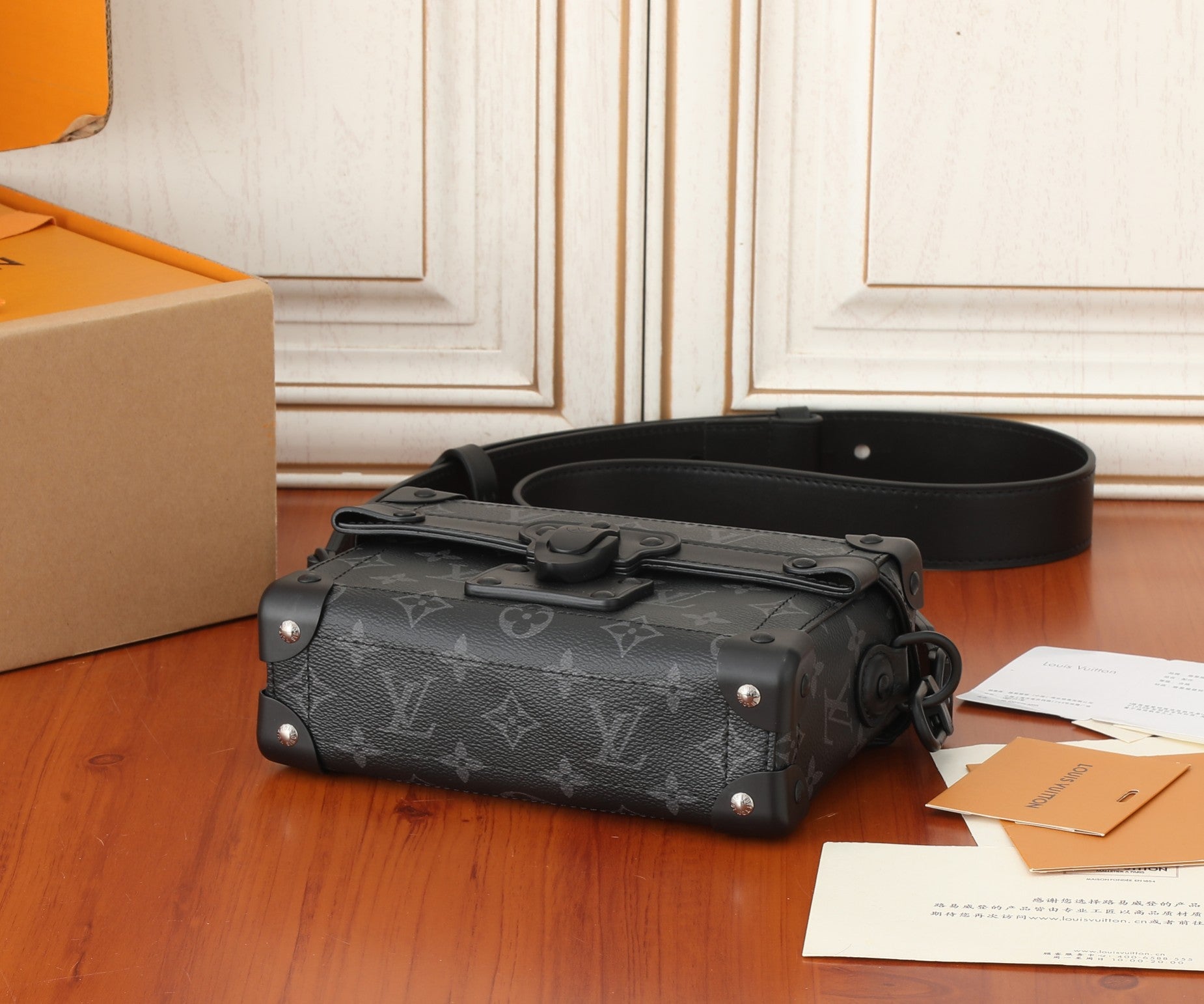 Louis Vuitton Petite Malle Souple Crossbody Bag Monogram Eclipse