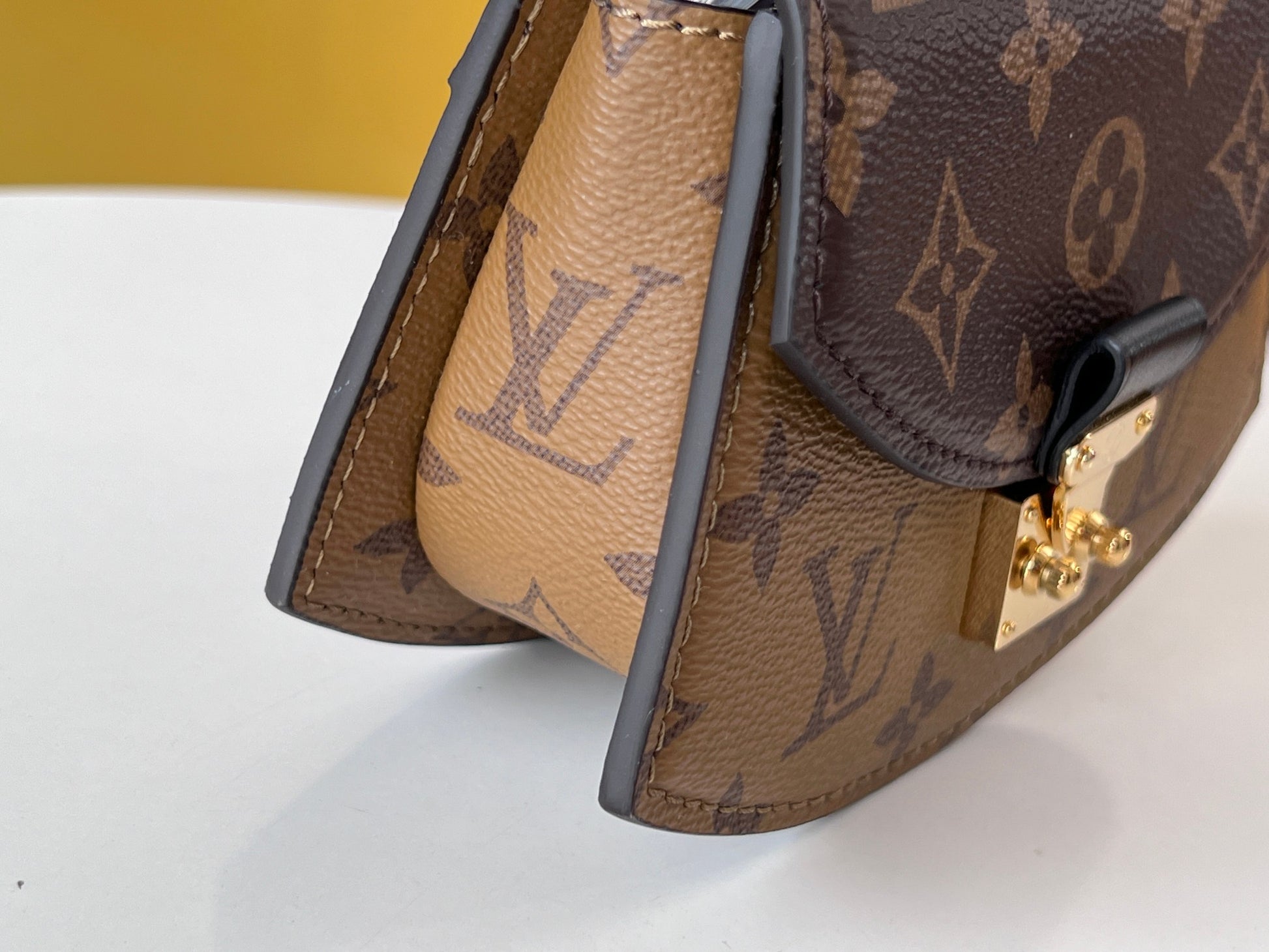 Louis Vuitton Vintage Brown Monogram Mini Top Handle Purse with Gold Clasp