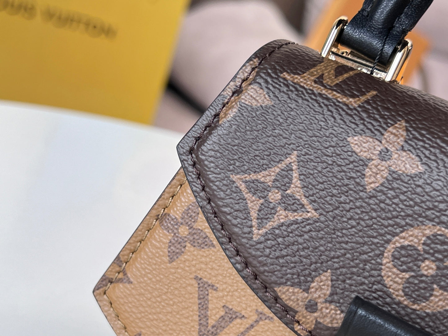 Louis Vuitton Vintage Brown Monogram Mini Top Handle Purse with Gold Clasp