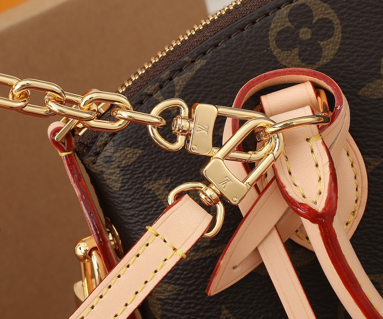 Louis Vuitton Classic Monogram Canvas Mini Dome Handbag with Gold Chain Strap