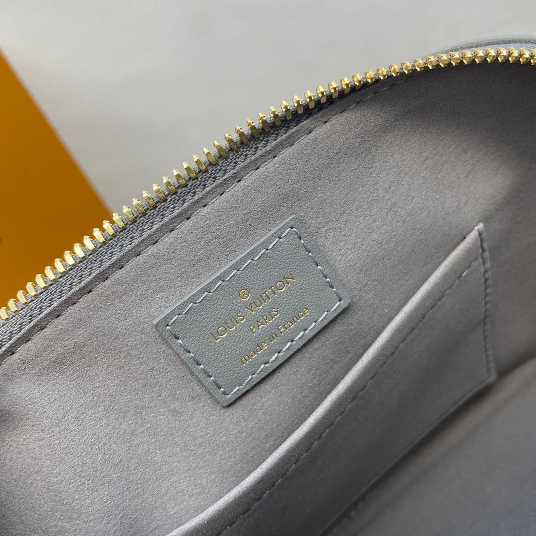 Louis Vuitton Gray Embossed Leather Dome Top-Handle Bag with Chain Strap