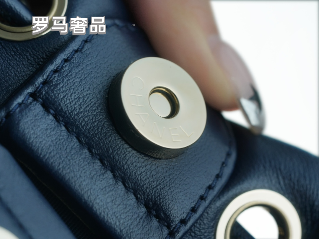 Chanel Navy Quilted Lambskin Leather Backpack with Silver-Tone Hardware