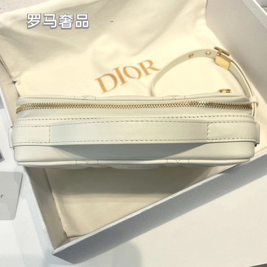 Dior Luxury Quilted Leather Vanity Case Travel Cosmetic Makeup Bag
