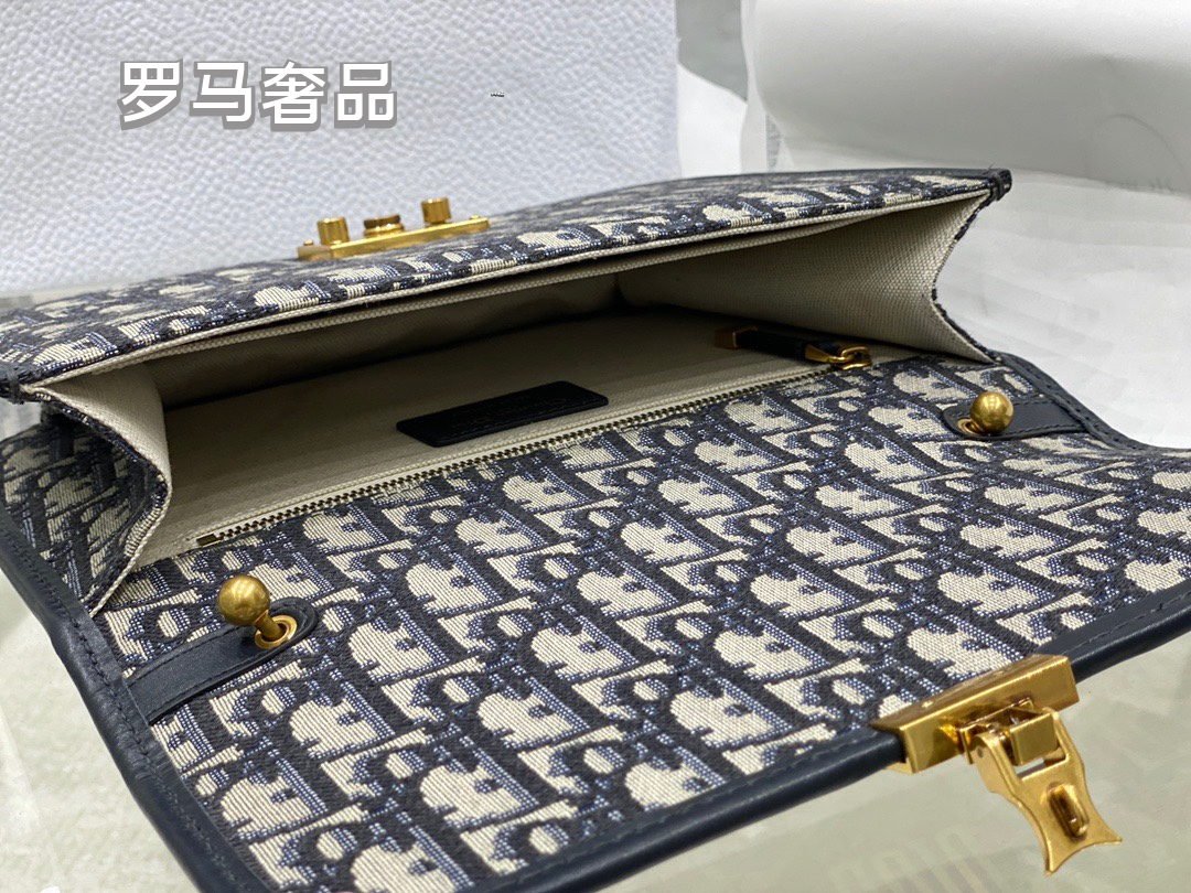 Dior Vintage Monogram Jacquard Flap Shoulder Bag with Gold Hardware