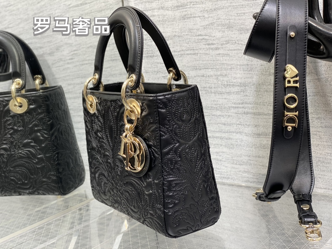 Lady Dior My ABCDior Bag - White Embossed Calfskin with Gold-Finish Metal Charms