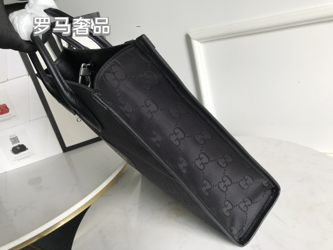 Gucci Black Monogram Pattern Square Tote Bag with Shoulder Strap