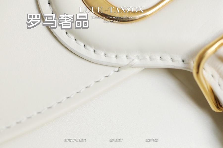 Dior Elegant White Leather Saddle Crossbody Bag with Gold Hardware