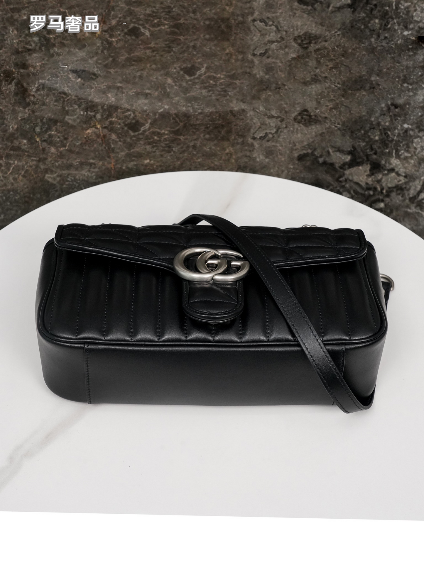 Gucci GG Marmont Small Matelassé Shoulder Bag - Black Leather with Silver Hardware