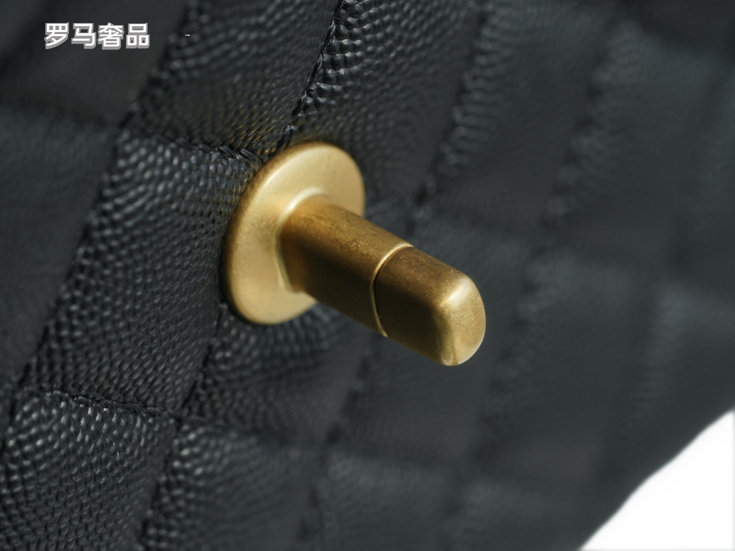 Chanel Medium Coco Handle Bag Black Quilted Caviar Leather Gold Hardware