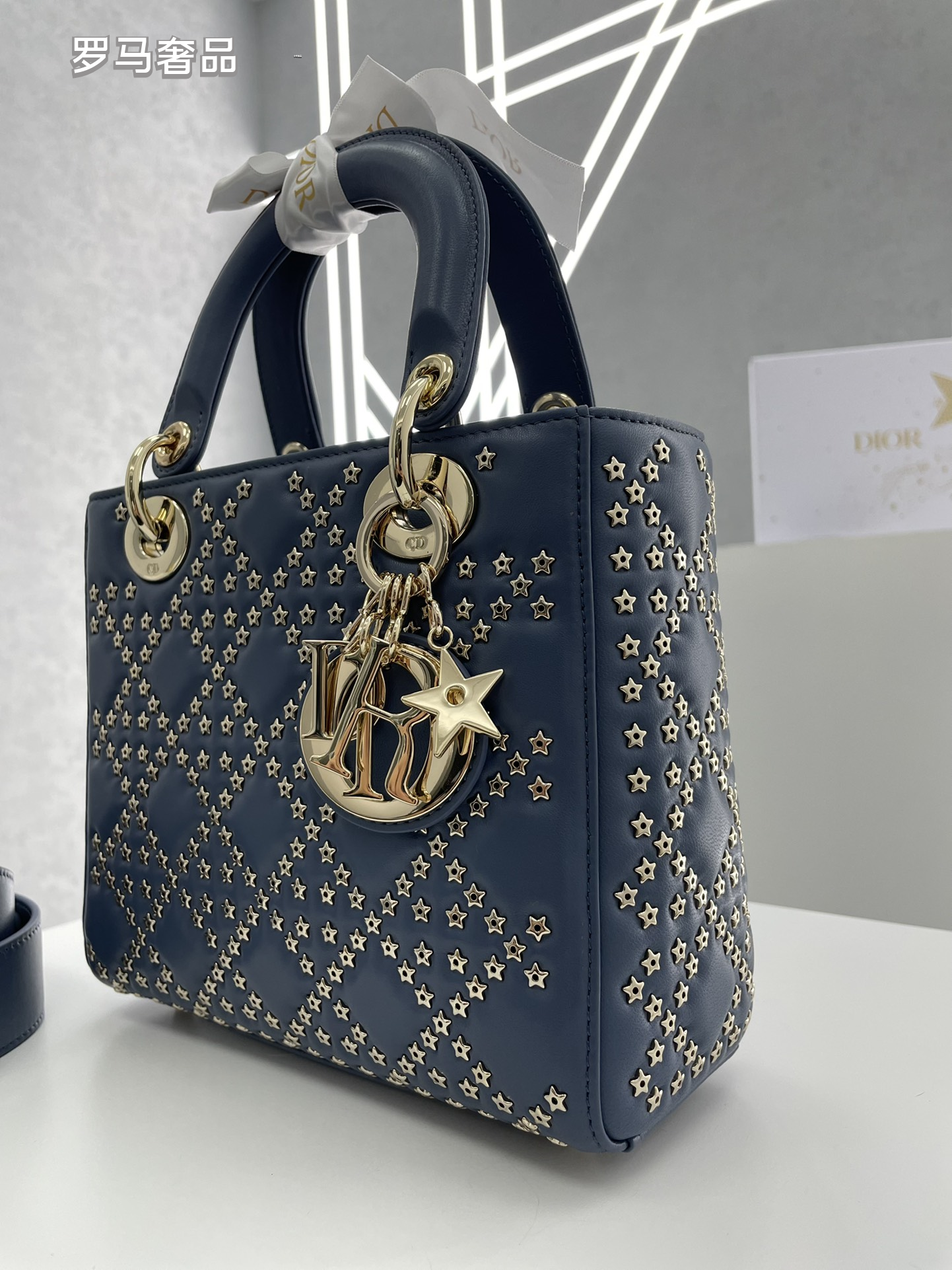 Dior Luxury White Quilted Leather Top-Handle Shoulder Bag for Women