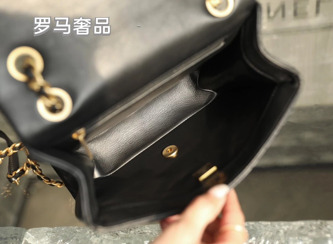 Chanel Black Quilted Lambskin Flap Bag with Gold-Tone Logo Chain