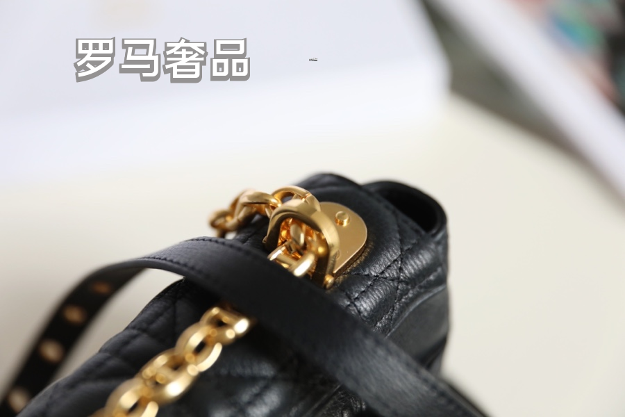 Dior Classic Black Quilted Leather Shoulder Bag with Gold Hardware