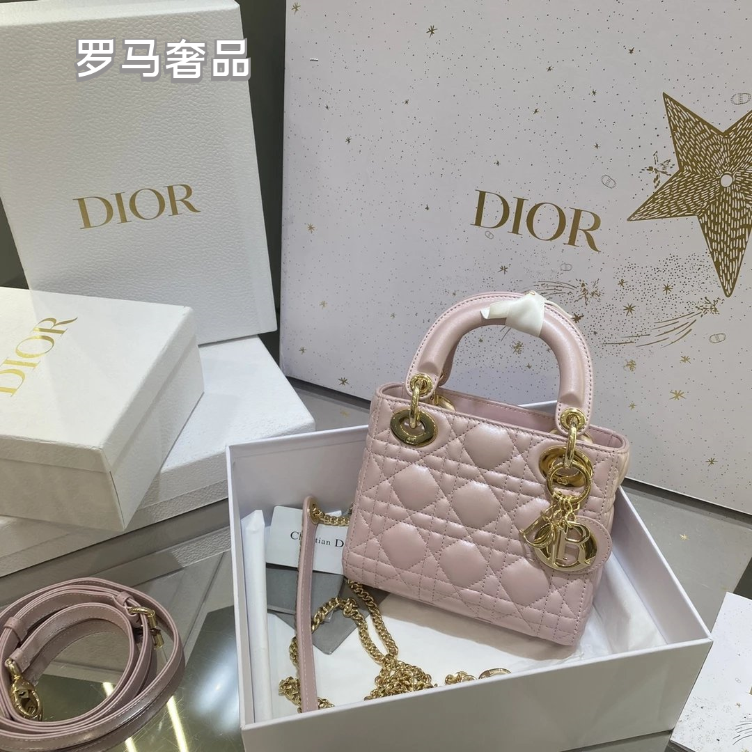 Dior Classic White Quilted Leather Mini Top Handle Bag with Silver Hardware