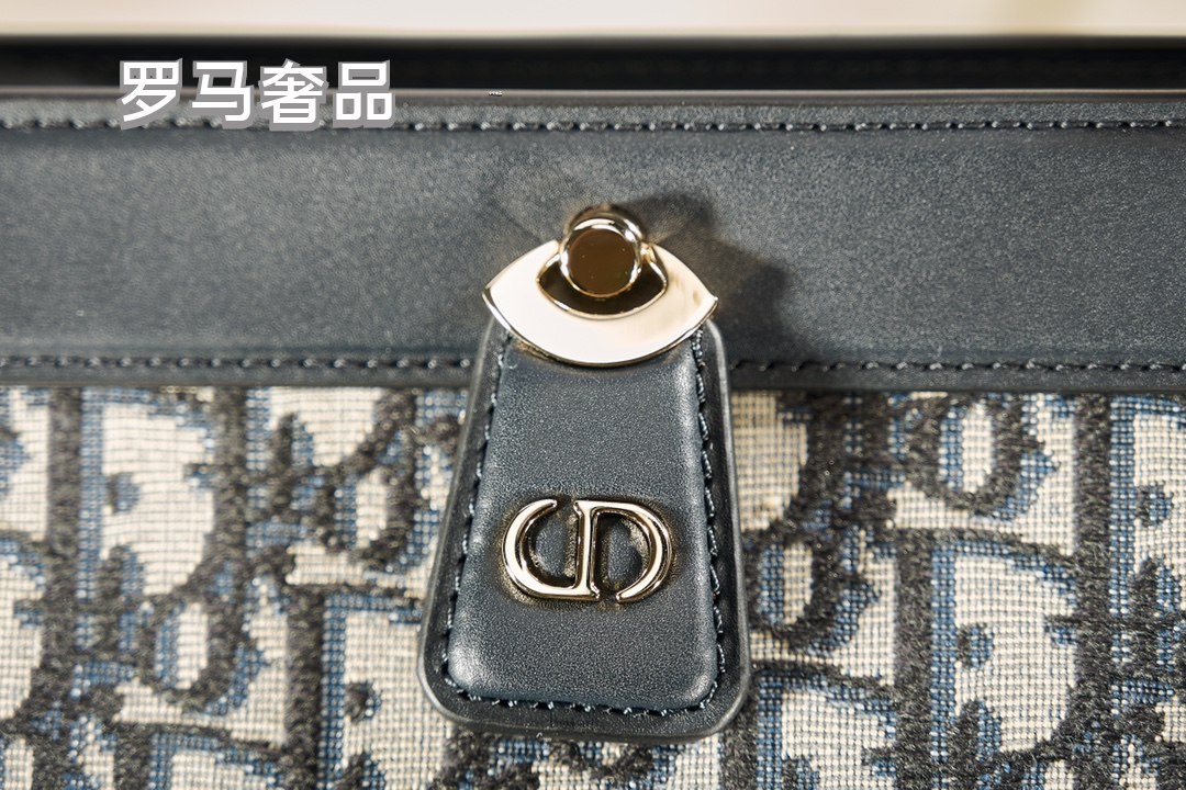 Dior Classic Monogram Print Canvas Shoulder Bag with Leather Trim