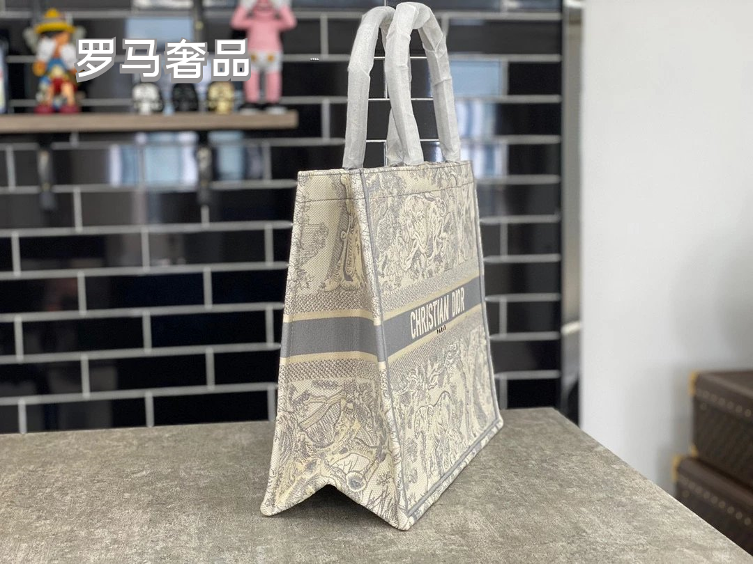 Dior Vintage Toile Embroidered Canvas Tote Bag Luxury Floral Handbag
