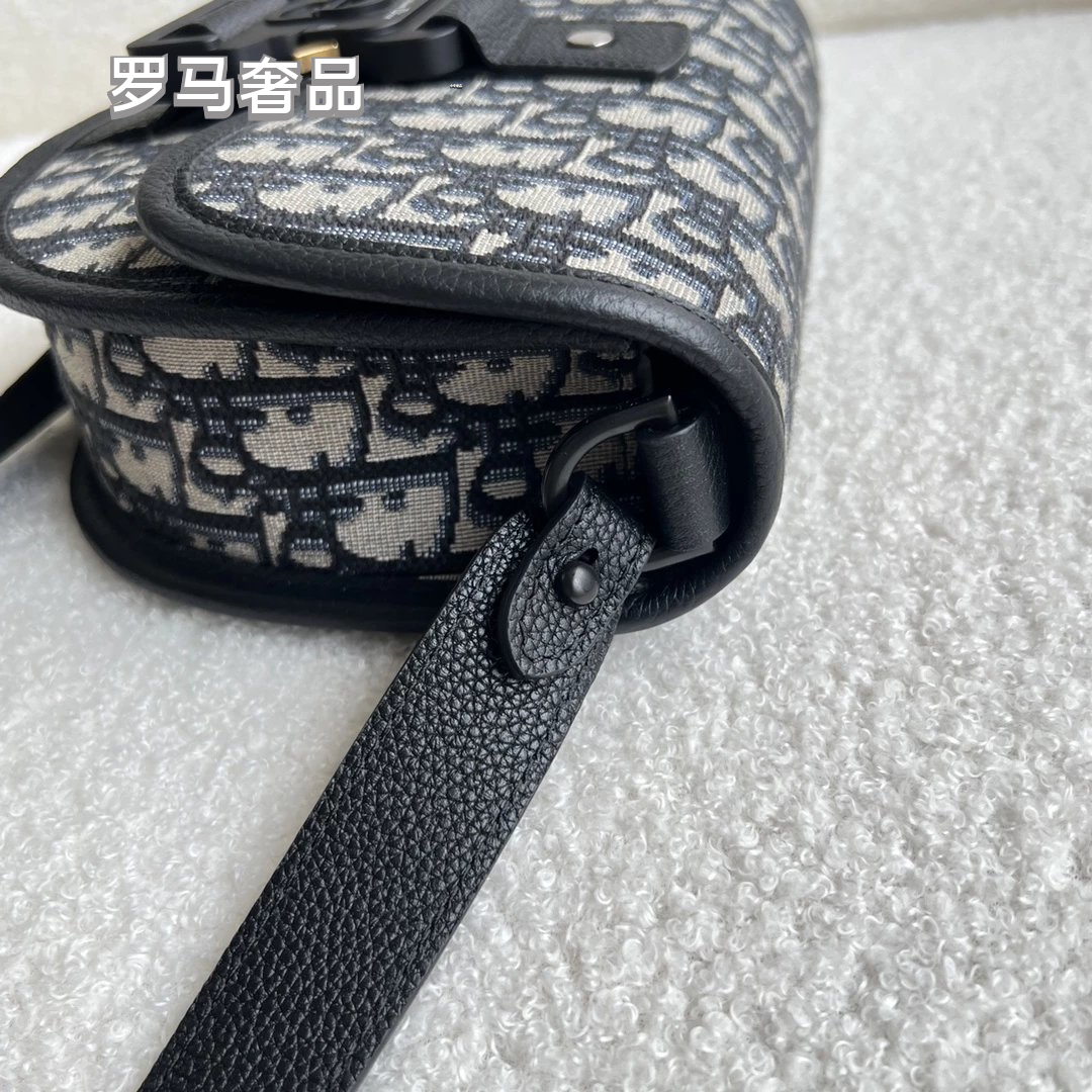 Dior Vintage Monogram Jacquard Saddle Crossbody Bag with Utility Buckle