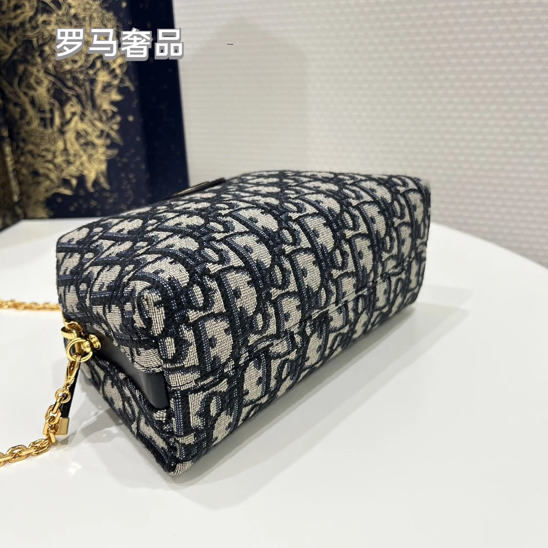 Dior Vintage Monogram Jacquard Top Handle Bag with Chain Strap