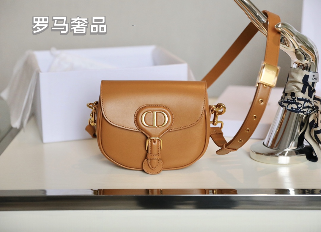 Dior Bobby Bag in Black Box Calfskin with Gold-Finish Metal Hardware