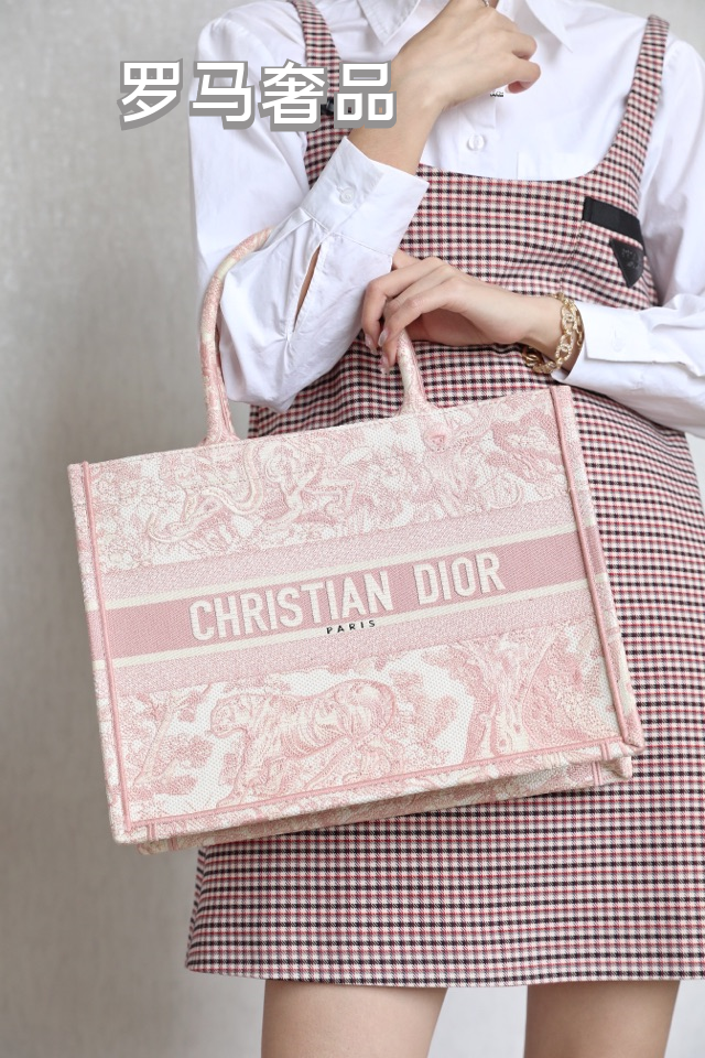 Christian Dior Pink Toile de Jouy Book Tote Bag