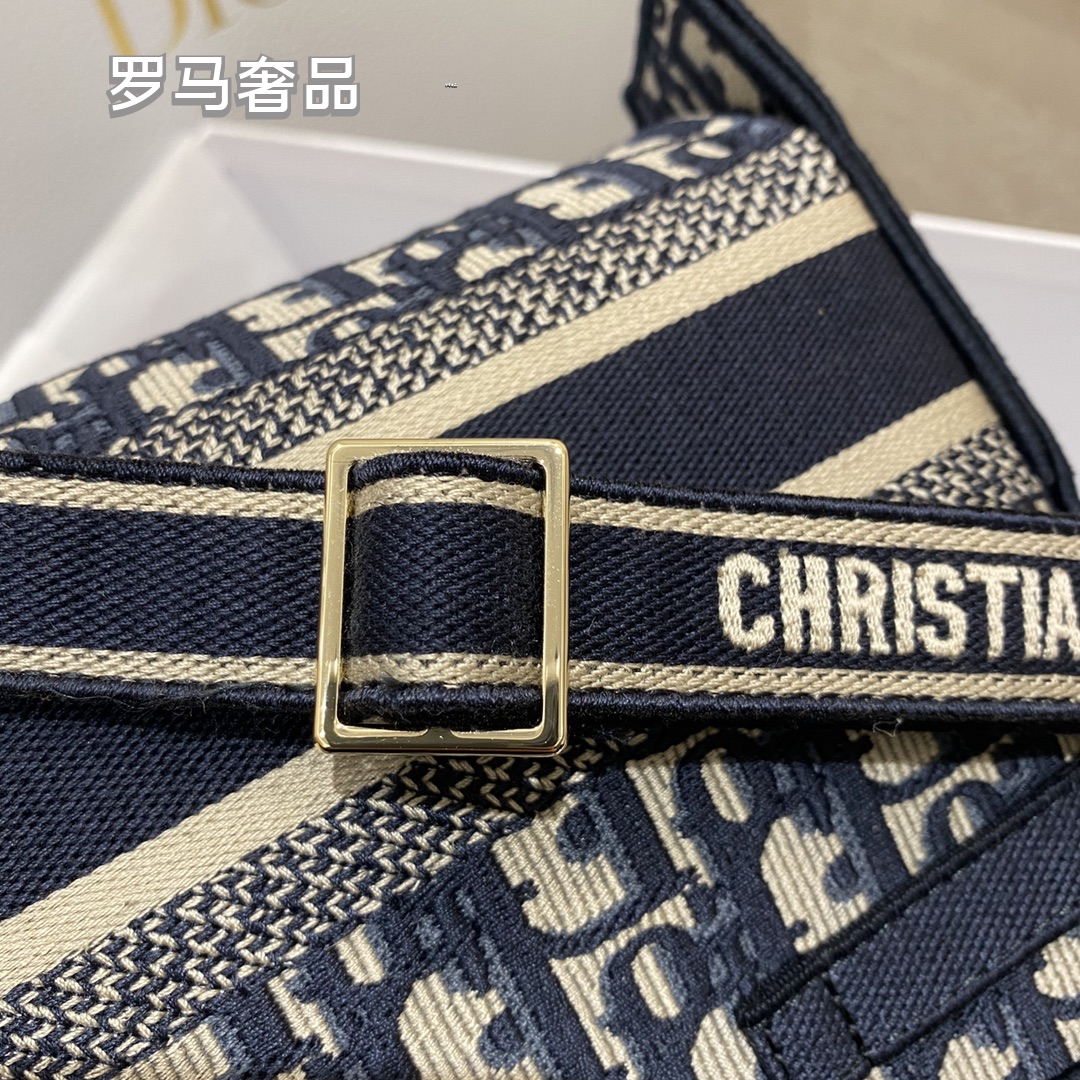 Christian Dior Blue Dior Oblique Embroidery DiorCamp Messenger Bag