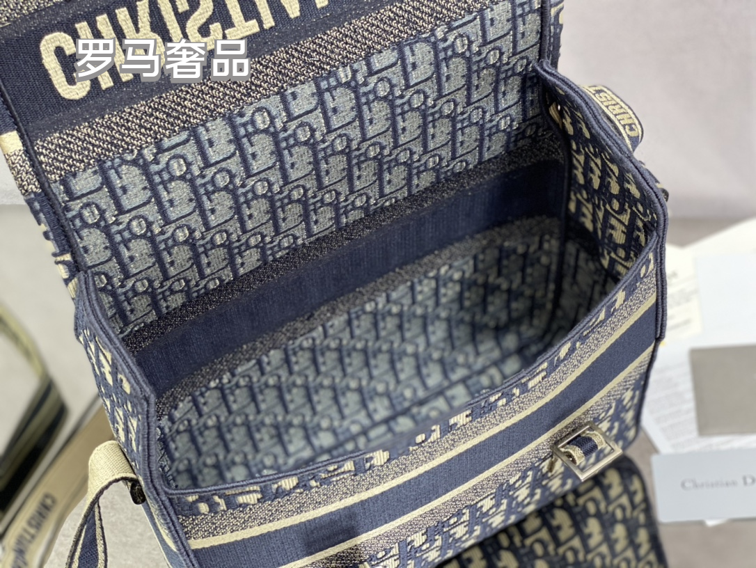 Dior Vintage Blue Monogram Jacquard Crossbody Messenger Bag