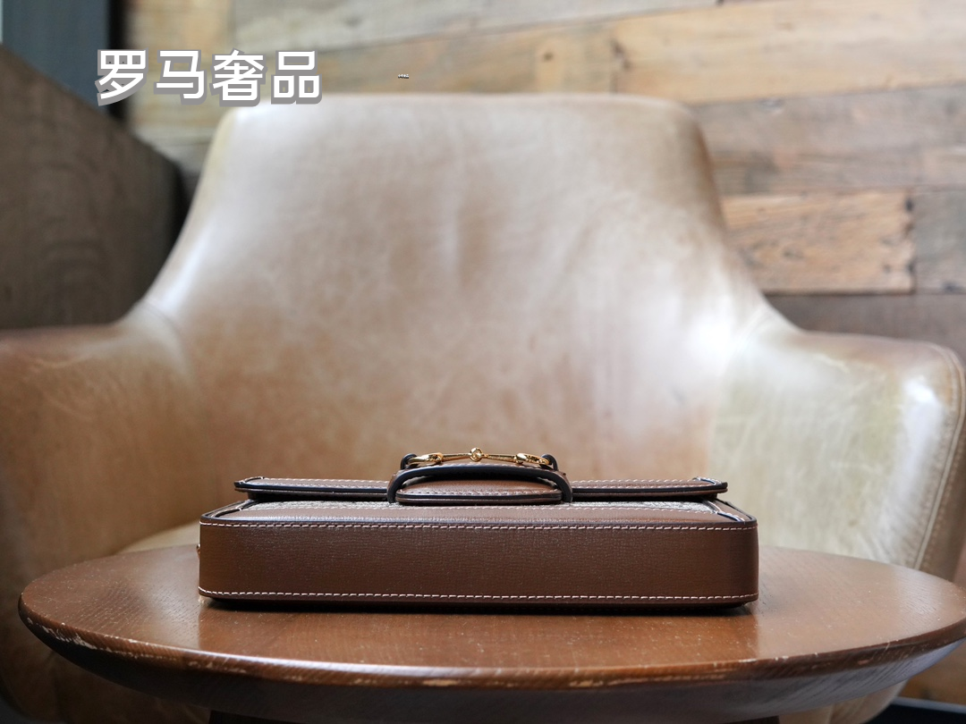 Gucci Vintage Monogram Shoulder Bag with Horsebit Detail and Chain Strap