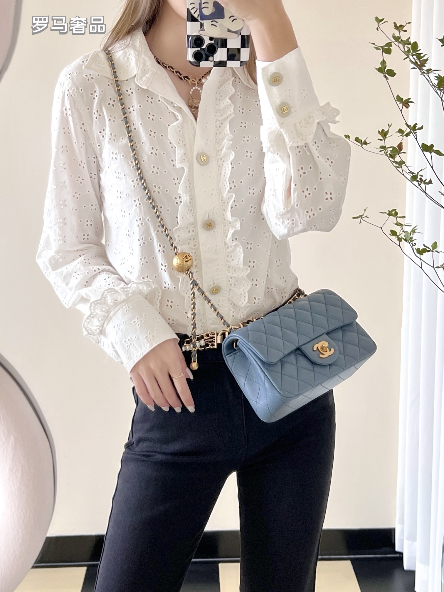 Chanel Mini Flap Bag Blue Quilted Lambskin Gold-Tone Hardware