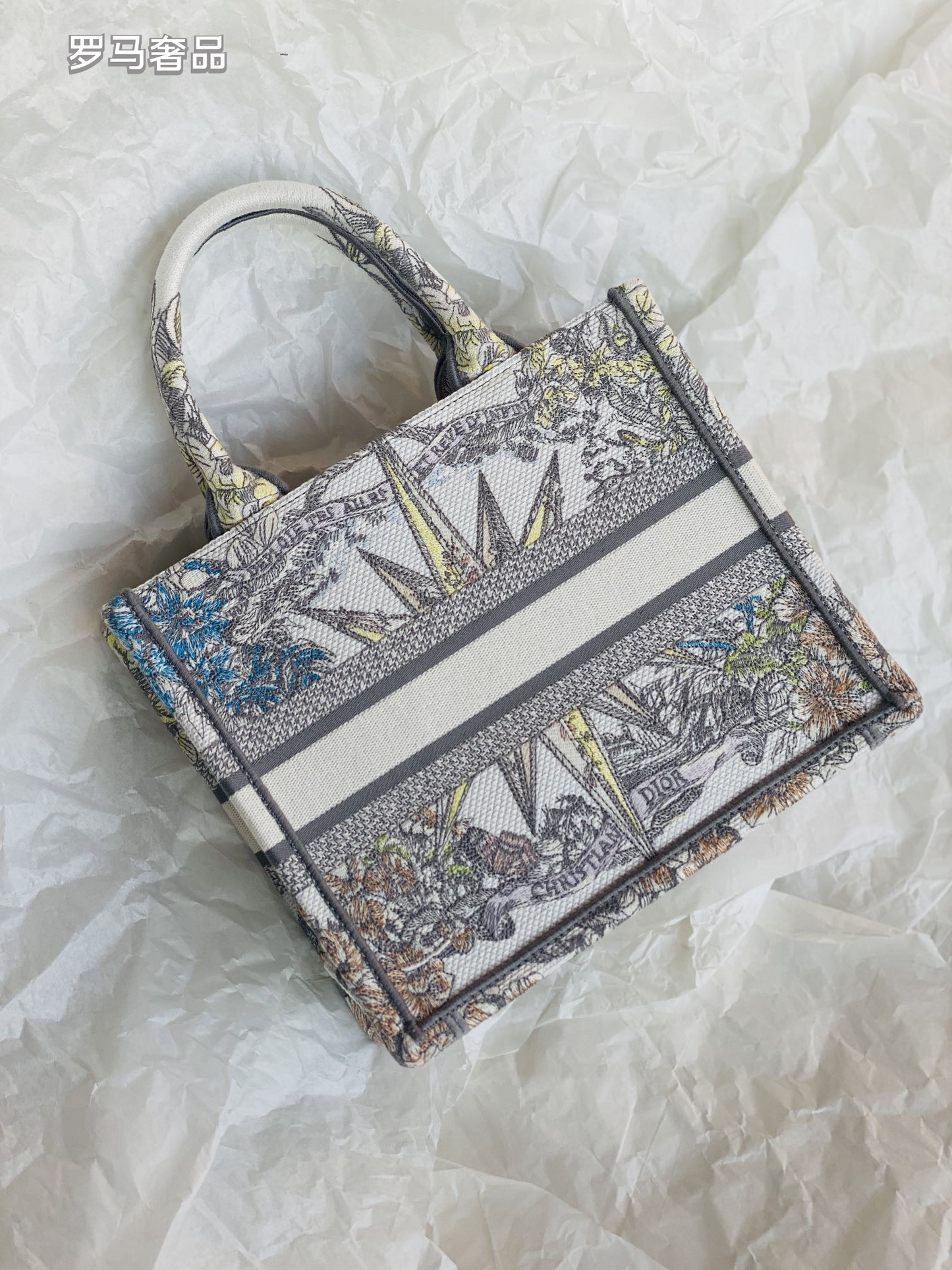 Christian Dior Medium Book Tote - White and Multicolor Constellation Embroidered Canvas