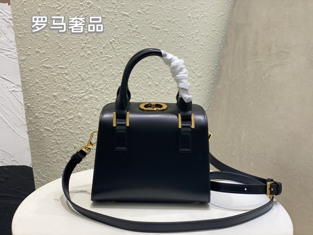 Christian Dior Blue Oblique Canvas Small Top Handle Bag