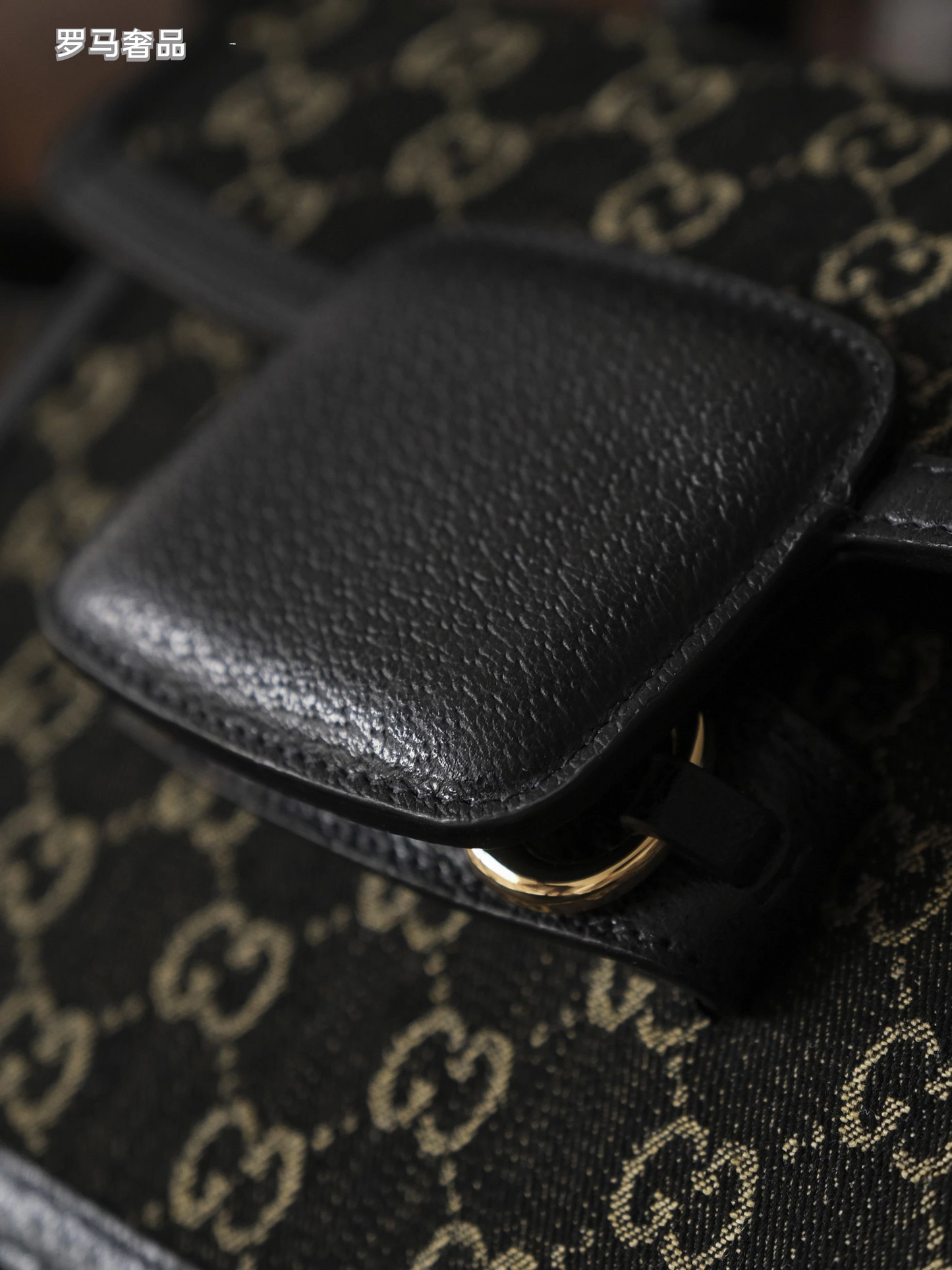 Gucci Vintage Monogram Canvas Shoulder Bag with Gold Horsebit Buckle