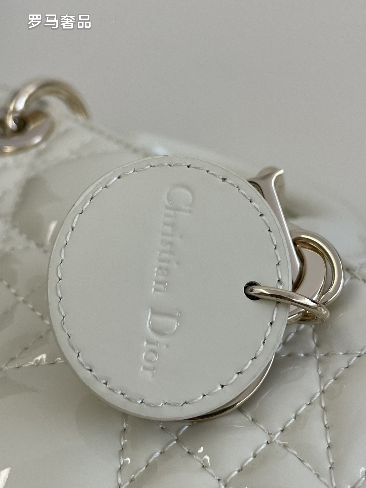 Dior Mini Quilted Patent Leather Top Handle Handbag with Charms