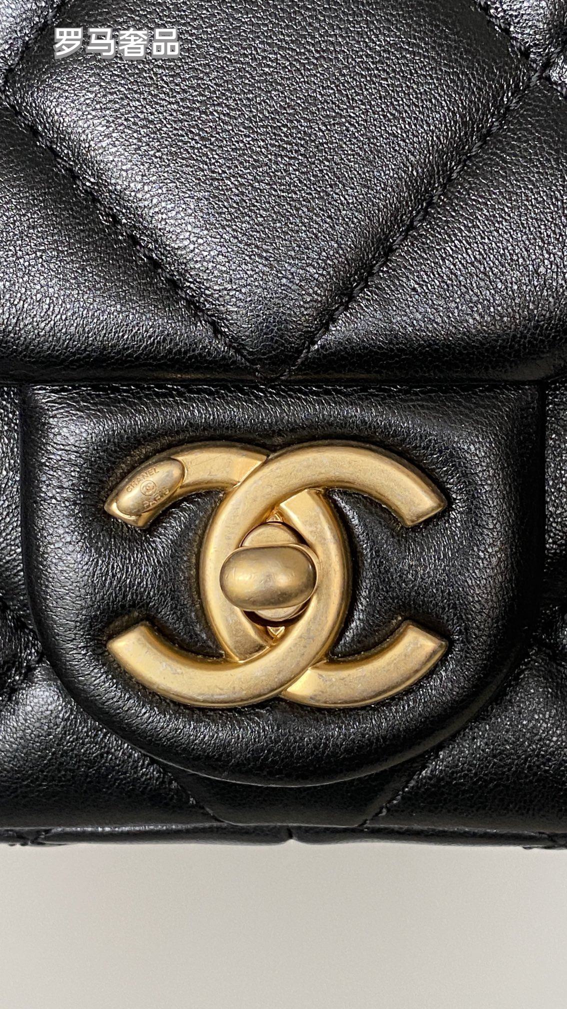 Chanel Quilted Lambskin Mini Flap Bag with Pearl Crush Chain - Black Gold Hardware