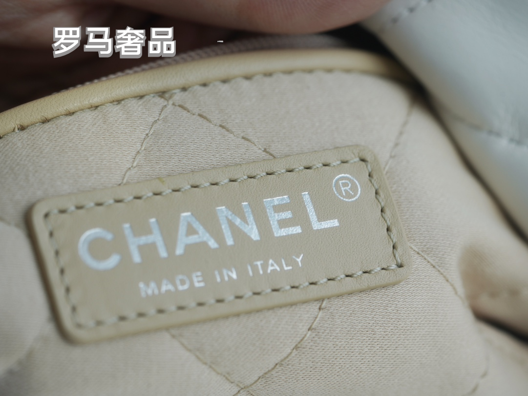 Chanel 22 Handbag - White Shiny Calfskin &amp; Silver-Tone Metal with Matching Pouch