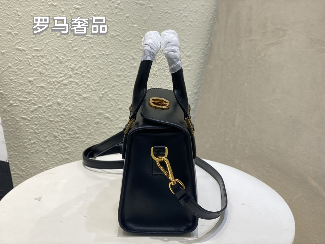 Dior Vintage Blue Monogram Canvas Top Handle Crossbody Handbag