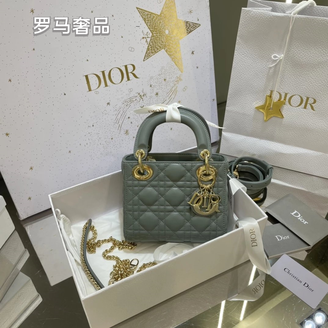 Dior Classic White Quilted Leather Mini Top Handle Bag with Silver Hardware